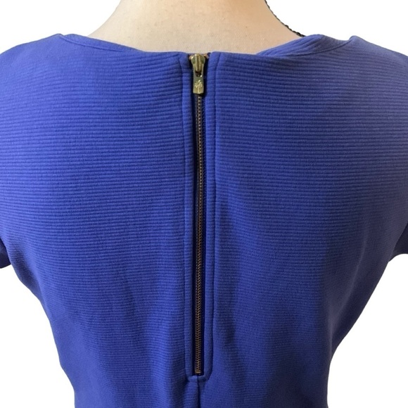 Lilly Pulitzer Blue Shift Dress Textured Sz S Flaw Zipper Pockets Midi - Picture 6 of 10